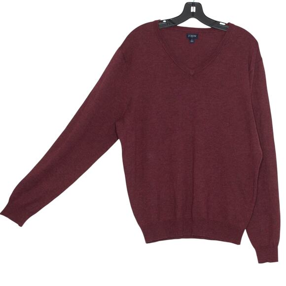 J Crew Mens Sweater Wool V Neck Dark Academia Preppy Minimalist Burgundy Large - Picture 6 of 8
